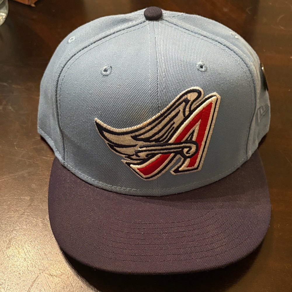 New Era Blue and Navy Hat with Red Logo